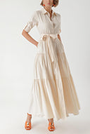 Beige Pleated shirt dress 94241