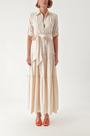 Beige Pleated shirt dress 94241