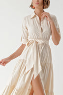 Beige Pleated shirt dress 94241