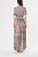 Patterned Pleated shirt dress 94241