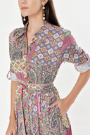 Patterned Pleated shirt dress 94241