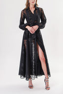Black Lace detailed long shirt dress 94232
