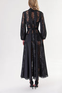 Black Lace detailed long shirt dress 94232