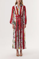 Red Lace detailed long shirt dress 94232