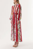 Red Lace detailed long shirt dress 94232