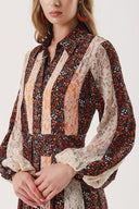 Floral Printed Lace detailed long shirt dress 94232