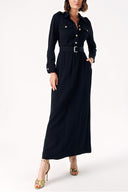 Black Long dress with accessory and belt detail 94233