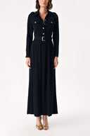 Black Long dress with accessory and belt detail 94233