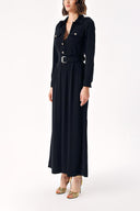 Black Long dress with accessory and belt detail 94233