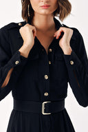 Black Long dress with accessory and belt detail 94233