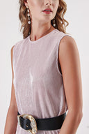 Silver Sleeveless slit dress 94238