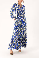 Blue Pleated dress with elastic waist 94253