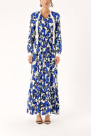 Blue Pleated dress with elastic waist 94253