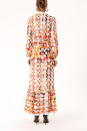 Patterned Pleated dress with elastic waist 94253