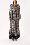 Beige Brown LACE DETAILED DRESS WITH ELASTIC WAIST 94254