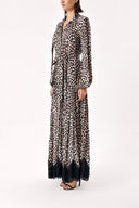 Beige Brown LACE DETAILED DRESS WITH ELASTIC WAIST 94254