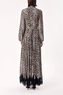 Beige Brown LACE DETAILED DRESS WITH ELASTIC WAIST 94254