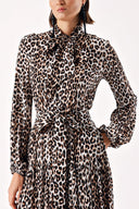 Beige Brown LACE DETAILED DRESS WITH ELASTIC WAIST 94254