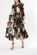 Black Green Pleated maxi dress 94255