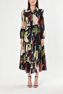 Black Green Pleated maxi dress 94255