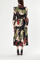 Black Green Pleated maxi dress 94255