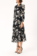 Black Beige Pleated maxi dress 94255