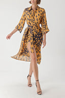 Mustard Shirt dress with side slits 94274