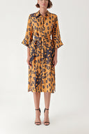 Mustard Shirt dress with side slits 94274