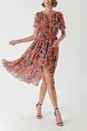 Patterned Pleated wide cut dress 94275