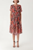 Patterned Pleated wide cut dress 94275