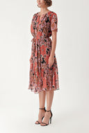 Patterned Pleated wide cut dress 94275