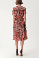 Patterned Pleated wide cut dress 94275