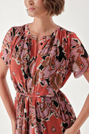 Patterned Pleated wide cut dress 94275