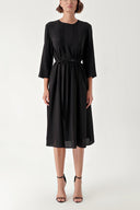 Black Loose fit dress with seam detail 94276