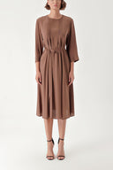 Brown Loose fit dress with seam detail 94276