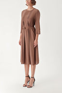 Brown Loose fit dress with seam detail 94276