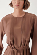 Brown Loose fit dress with seam detail 94276