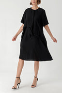 Black Loose fit dress with contrast stitching detail 94277