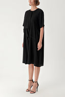Black Loose fit dress with contrast stitching detail 94277