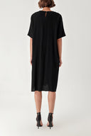 Black Loose fit dress with contrast stitching detail 94277