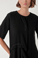 Black Loose fit dress with contrast stitching detail 94277