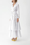 White Pleat detailed trench dress 94285