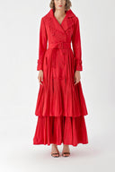 Burgundy Pleat detailed trench dress 94285