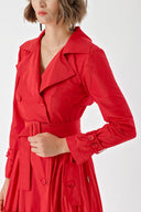 Burgundy Pleat detailed trench dress 94285