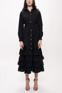 Black Fırılled long shirt  dress 94287