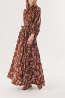 Brown Pleated long dress 94290