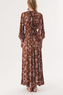 Brown Pleated long dress 94290
