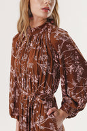 Brown Pleated long dress 94290