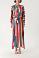 Pink Shirt dress with elastic sleeves 94296