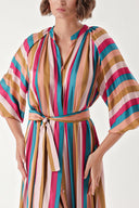 Pink Shirt dress with elastic sleeves 94296